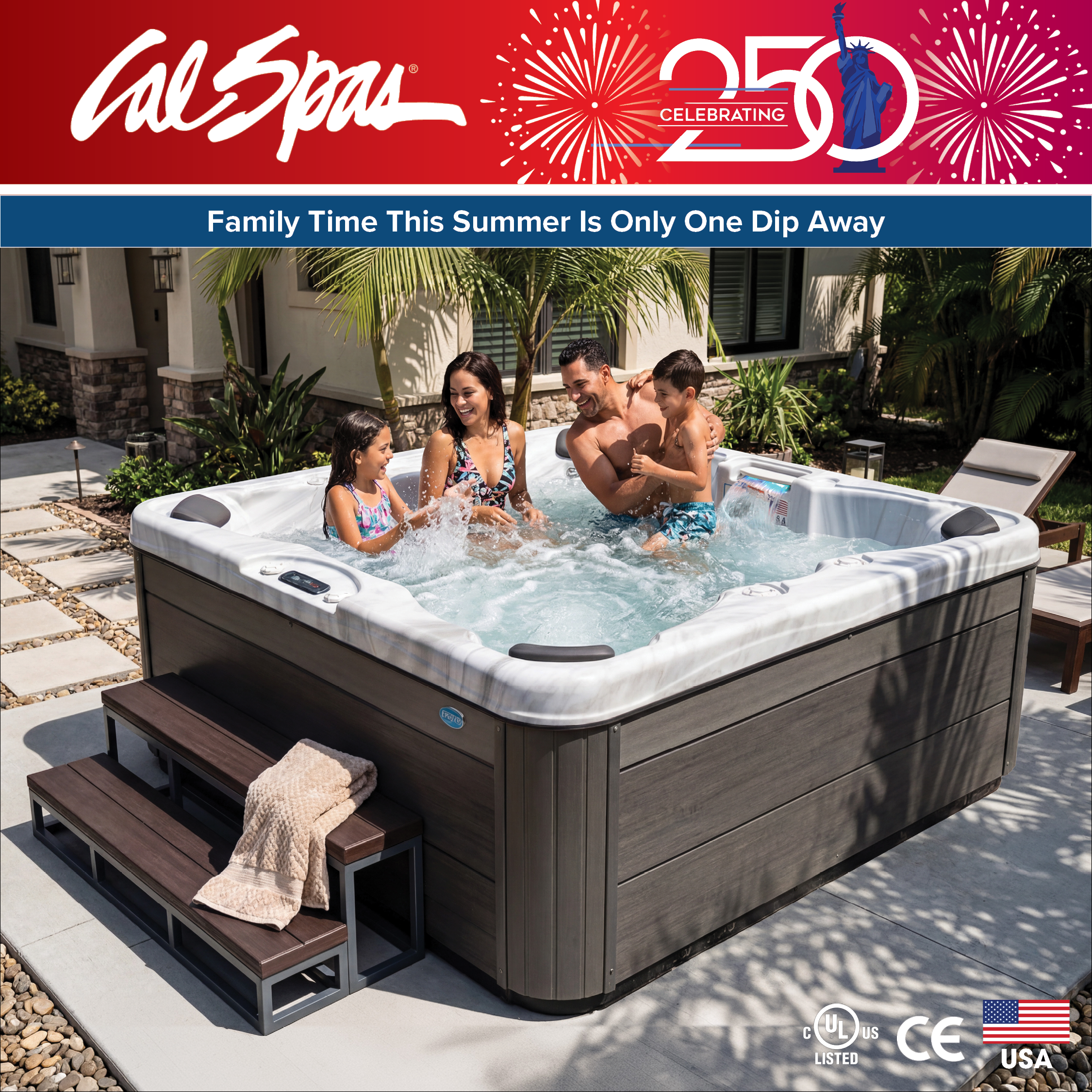 Calspas hot tub being used in a family setting - Grand Island